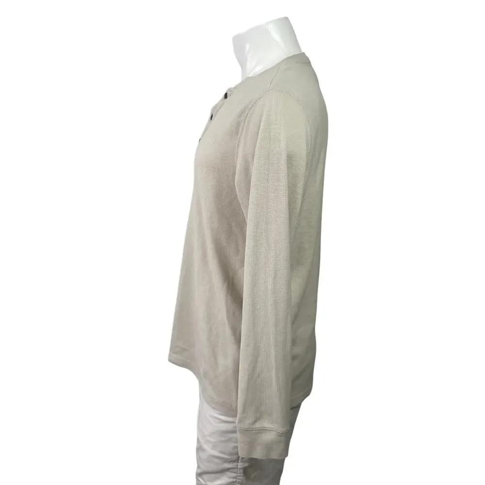 Banana Republic Men's Light Gray Knit Long Sleeve Henley T Shirt Tee Top Size L